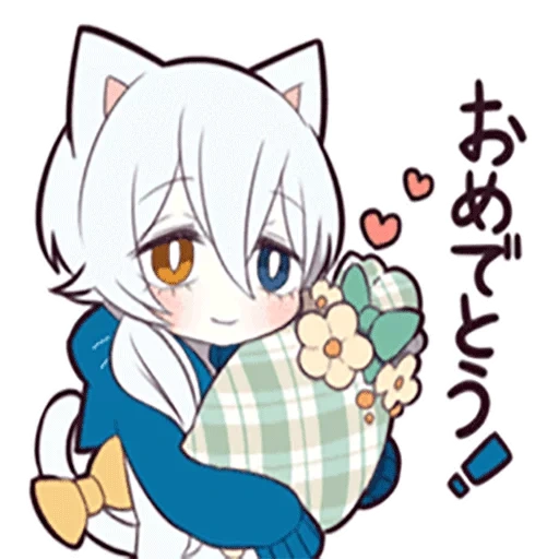 some, anime art, shiro neko, white kitten