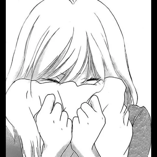 image, l'anime est triste, les croquis d'anime manquent, dessins d'anime triste, dessin de l'anime de fille qui pleure