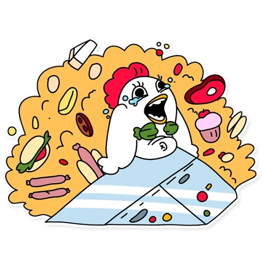 chicken, milinda, ted frosty, cartoon pizza sticker