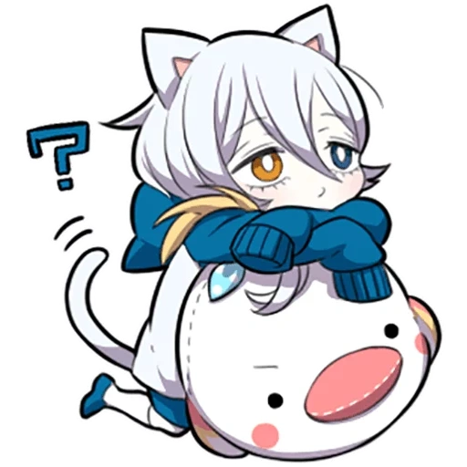 seni anime, shiro neko, anak kucing putih