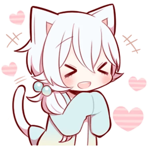 kavai neco, white kitten, anime kawai neko