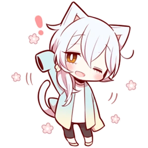 chibi kun, anime tomoe, kitten putih, karakter anime, tomoe chibi dewa yang sangat menyenangkan