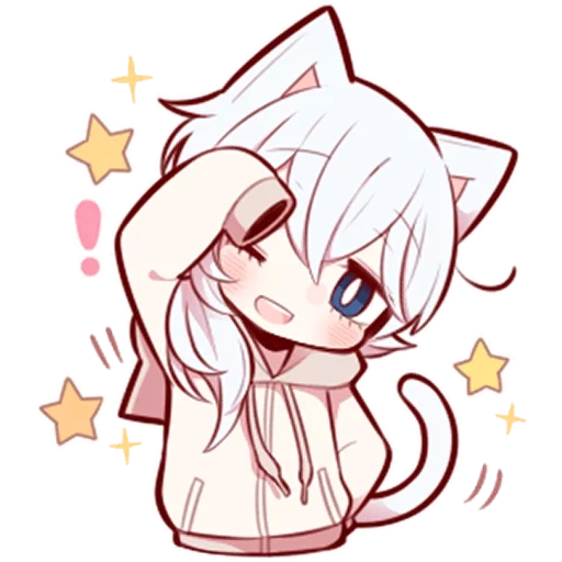 chibi noko, white kitten, anime neko tan, anime kawai neko, cartoon cute pattern