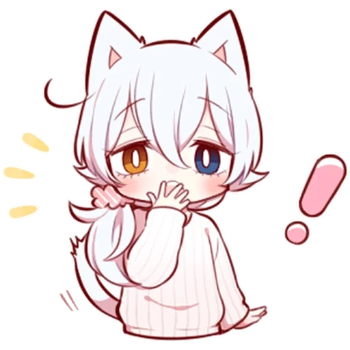 chibi neizi, anime yang lucu, kitten putih, anime kawai neko