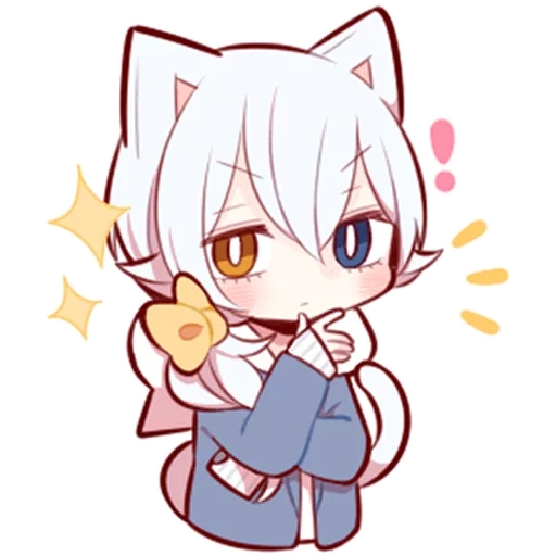 red cliff animation, chibi tomoki, white kitten