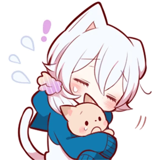 animation, shiro neko, ash kitten, white kitten