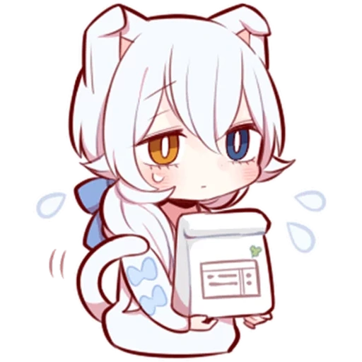 nekan, chibi, chaton blanc, l'anime n'est pas chan