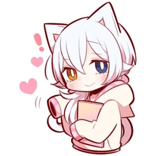 tian neizi, dentro de chibi, white kitten, animação kawai neko