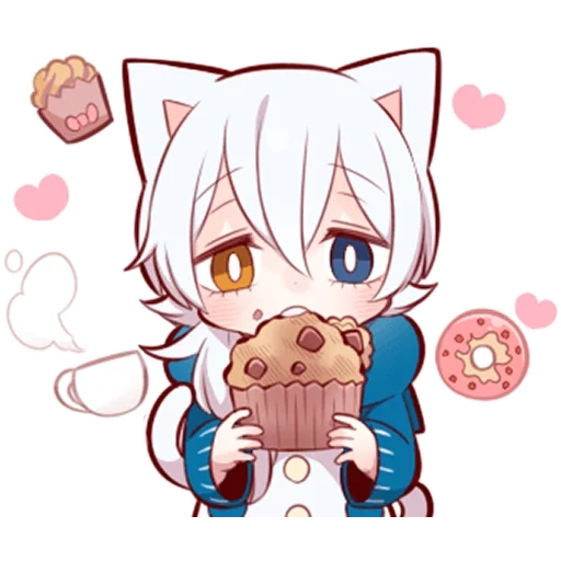 anime, shiro neko, seni animasi, kitten putih