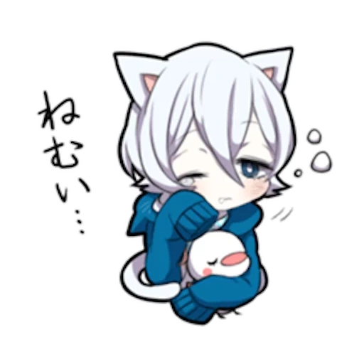 неко, аниме, shiro neko, white kitten