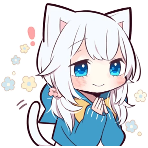 anime, kotyash cat, chibi some, white kitten, white kitten set