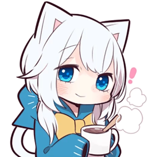 anime, shiro neko, kitten putih, setelan anak kucing putih