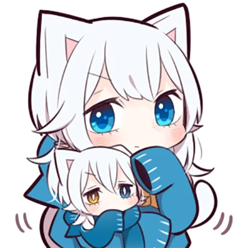 anime, shiro neko, anime art, white kitten