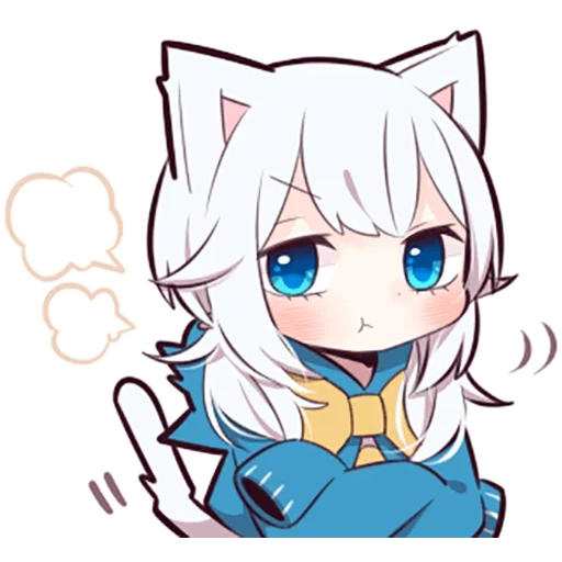 anime, anime 02, white kitten, chibi characters, white kitten set