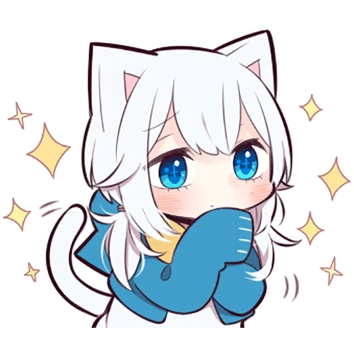 sile, anime, anime 02, white kitten