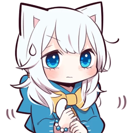 animação, tian neizi, dentro de chibi, white kitten