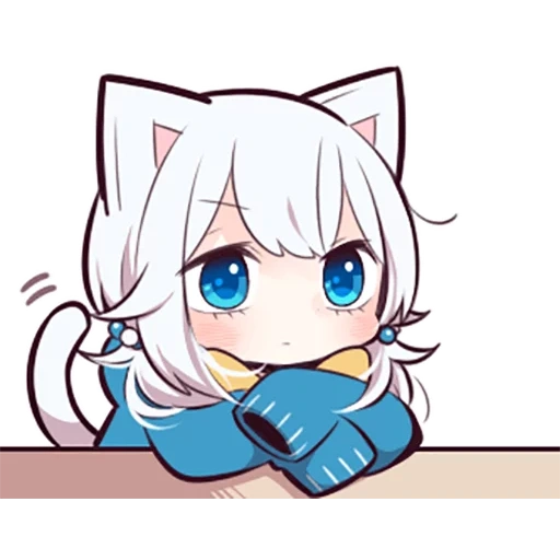 anime, tian some, shiro neko, white kitten