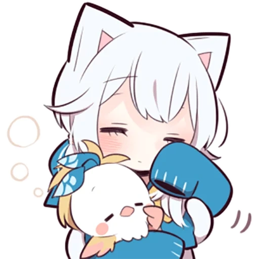 chibi, shiro neko, chibi tomoe, art anime, chaton blanc