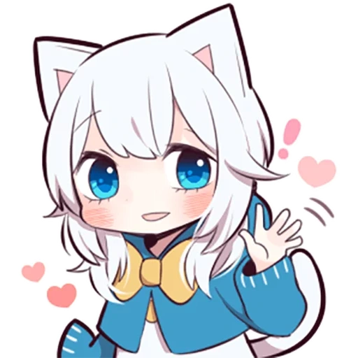 anime 02, kotyash cat, anime art, white kitten, anime drawings