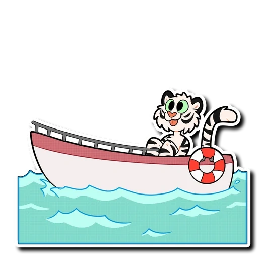 clipart, mengirimkan, menggambar sailor harimau, gadis dengan menggambar perahu, kapal kartun hewan
