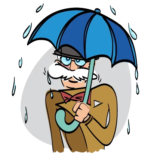 paquet, caricature parapluie, un parapluie sous la pluie, autocollants de weeper
