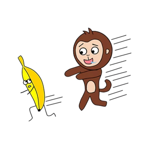 figura della scimmia, pensieri di scimmia, disegno scimmia, cinque scimmie sono banane, app e mo battuta