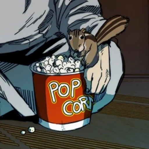 человек, попкорн, аниме смешные, попкорн плакат
