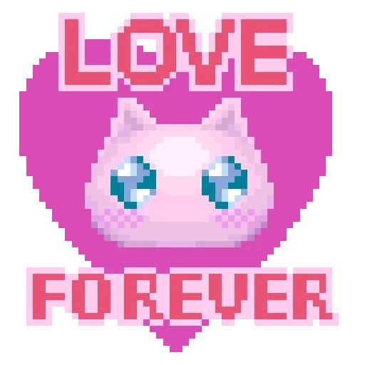 аниме, розовые коты, розовые котики, наклейки котики, милый пиксельный котик