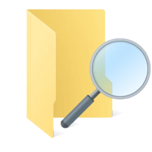 ikon folder, folder kuning, folder dengan ikon kaca pembesar, folder kuning dengan pembesar, folder dengan ilustrasi pembesar