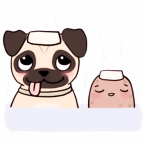 pug, mops são fofos, puglie pug, kawaii pugs 2, pugs de desenho animado