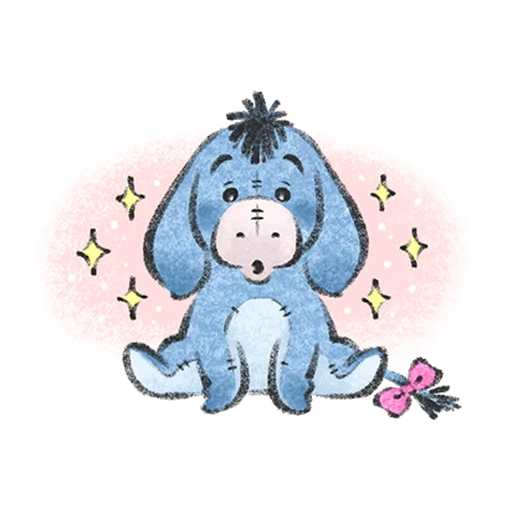 ослик иа, baby eeyore, иа иа дисней, милые рисунки, blue nose слон