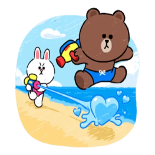 brown cony, cony brown, line friends, beruang bunny berenang, wallpaper mishka brown line