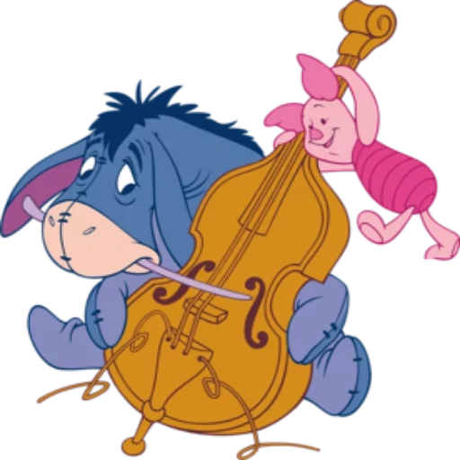 asino ia, winnie the pooh, clipart winnie pukh, personaggi dei cartoni animati di ia, eroi di cartoni animati di strumenti musicali