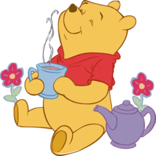 winnie l'ourson, nourriture winnie pooh, winnie le duvet est du miel, clipart winnie pooh, heroes de winnie poha boire du thé