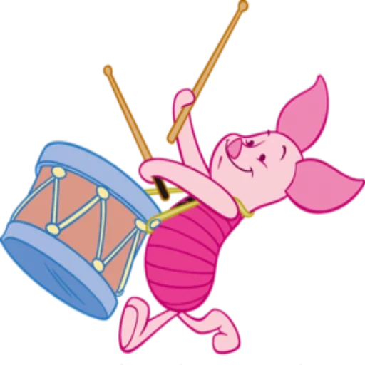 piglet, winnie, winnie the pooh, piglet with a drum, winnie the pooh and friends