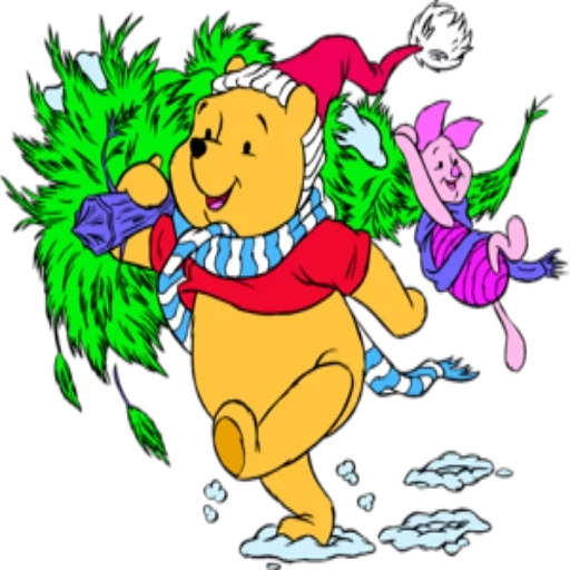 caca, winnie l'ourson, personnages du nouvel an des dessins animés, personnages des dessins animés du nouvel an, peluches de noël de winnie pooh