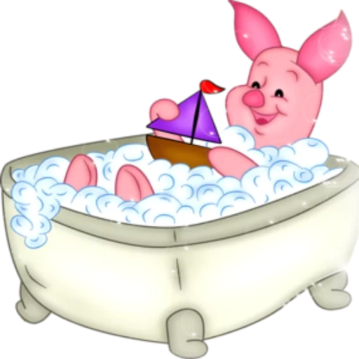 die wanne für das kleine schwein, ferkel für gäste, piggy badezimmer, cartoon badezimmer, winnie the piggy pooh