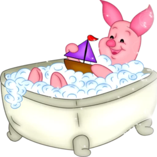 difficile de la salle de bain, invités des porcelettes, le cochon de la salle de bain, dessin animé de la salle de bain, piglet winnie pooh