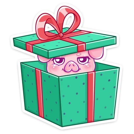 подарок, зимний тимоша, свинка подарком, подарочная коробка