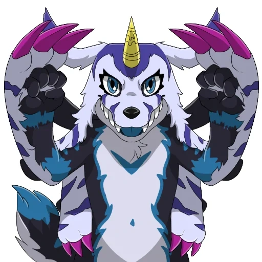 аниме, фурри арт, garurumon, рисунки фурри, gabumon digimon adventure tri