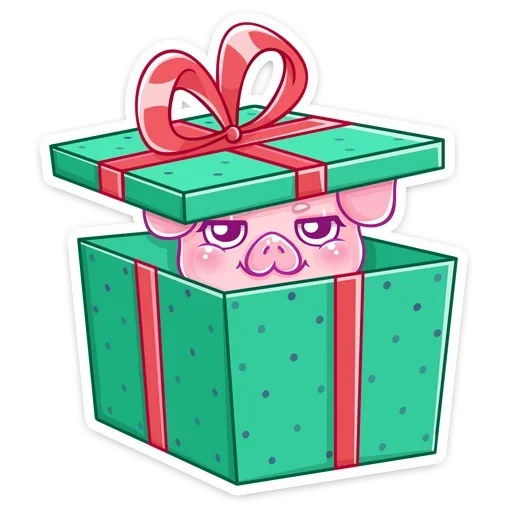 подарок, коробка подарка, свинка подарком