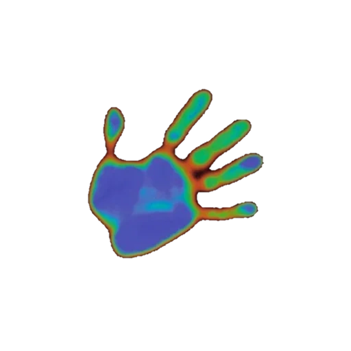 hand, human, infrared radiation, psychedelic drawings, thermography is liquid crystals