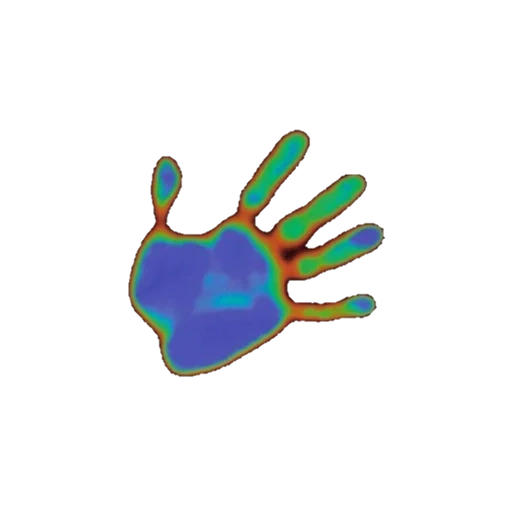 hand, mensch, infrarotstrahlung, psychedelische zeichnungen, thermografie sind flüssige kristalle