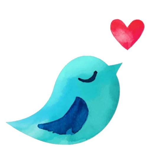 pack, твиттер, милый кит, птички сердечки акварель