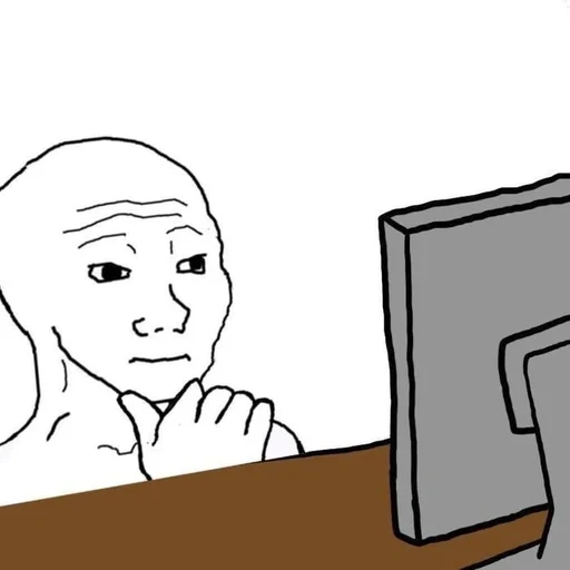 wojak, boy, sitting at the computer, sits the phone with a meme, crying under the mask meme