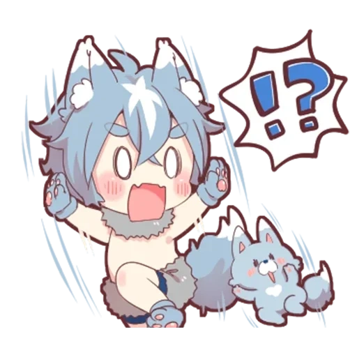 wolf, ash kitten, lovely anime drawings