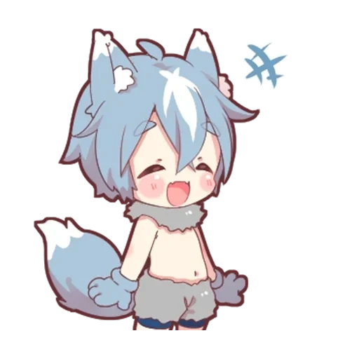 loup, chaton de cendre, dessins d'anime chibi