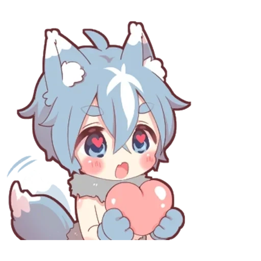 loup, anime mignon, personnages d'anime, humanisation anime chibi