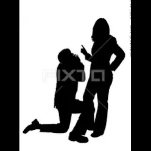 silhouette, the silhouette of a couple, silhouette family, a couple of silhouettes, men's silhouette knees in front of a woman