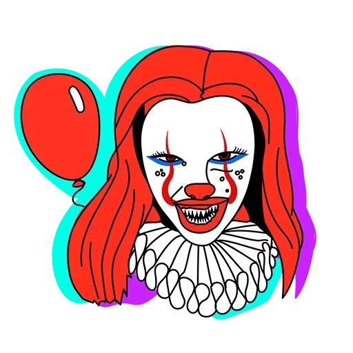 der clown, der clown pennywise, färbung ono clown penny weiss